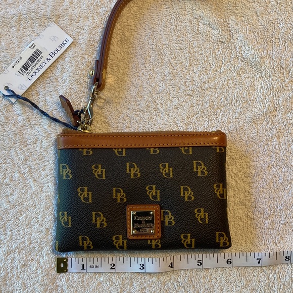 Dooney & Bourke Dark Brown and Tan Logo Wristlet - Picture 4 of 6